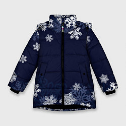 Куртка зимняя для девочки Воздушные снежинки, цвет: 3D-черный
