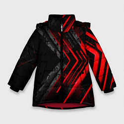 Куртка зимняя для девочки Японский стиль и стрелки, цвет: 3D-красный