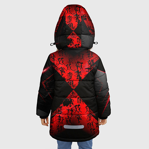 Зимняя куртка для девочки Иероглифы и текстуры / 3D-Черный – фото 4