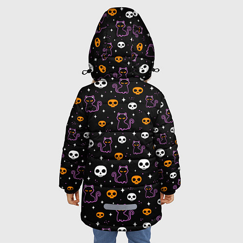 Зимняя куртка для девочки Cat in space / 3D-Черный – фото 4