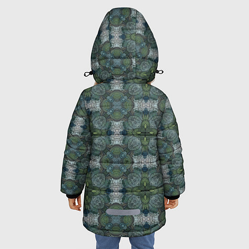 Зимняя куртка для девочки Малахитовый индейский орнамент / 3D-Светло-серый – фото 4