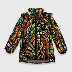 Зимняя куртка для девочки Африканская живопись