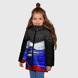 Куртка зимняя для девочки Стёганные ромбы: русский хакер, цвет: 3D-черный — фото 2