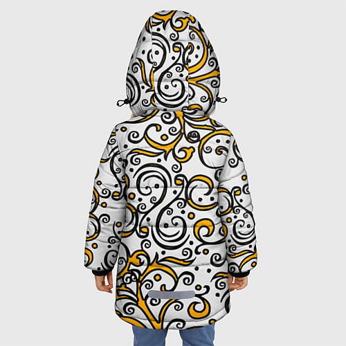 Зимняя куртка для девочки Жёлтый кружевной узор / 3D-Красный – фото 4