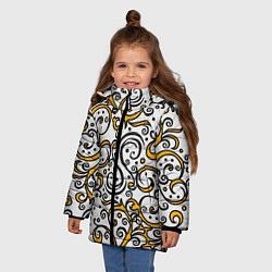Куртка зимняя для девочки Жёлтый кружевной узор, цвет: 3D-красный — фото 2