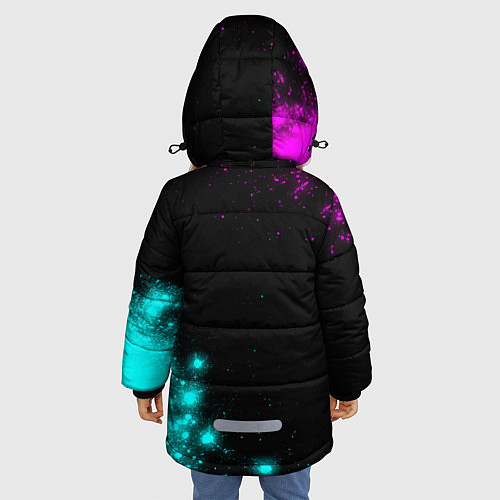 Зимняя куртка для девочки Павел и неоновый герб России вертикально / 3D-Черный – фото 4
