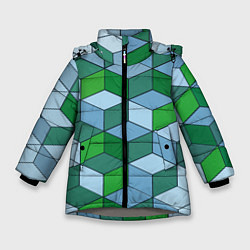 Куртка зимняя для девочки Ромбовая симфония, цвет: 3D-светло-серый