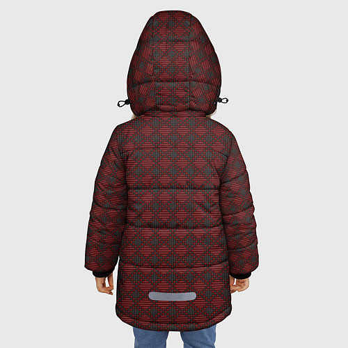 Зимняя куртка для девочки Текстура ромбовидной саржи / 3D-Черный – фото 4