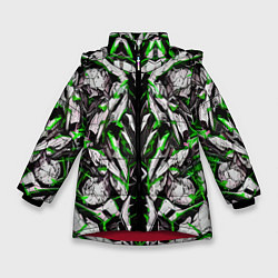 Куртка зимняя для девочки Зелёная кибернетическая броня, цвет: 3D-красный