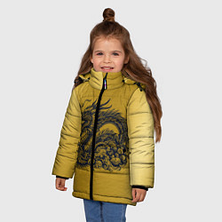 Куртка зимняя для девочки Дракон на золоте, цвет: 3D-черный — фото 2