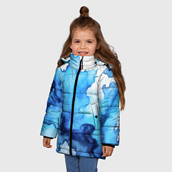 Куртка зимняя для девочки Синяя акварельная абстракция, цвет: 3D-черный — фото 2