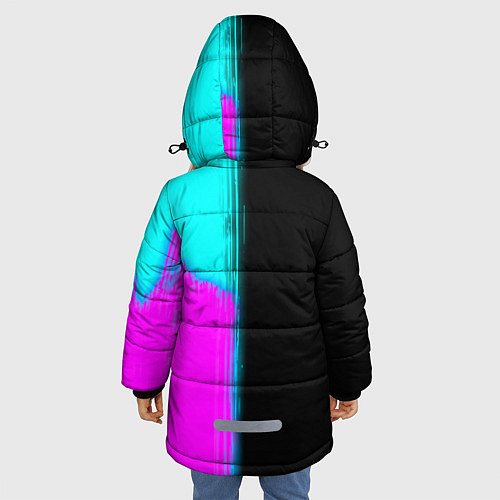 Зимняя куртка для девочки Светлана и неоновый герб России по-вертикали / 3D-Черный – фото 4