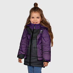 Куртка зимняя для девочки Фиолетовая косуха лича с черепами, цвет: 3D-черный — фото 2