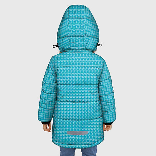 Зимняя куртка для девочки Мелкие снежинки паттерн голубой / 3D-Светло-серый – фото 4