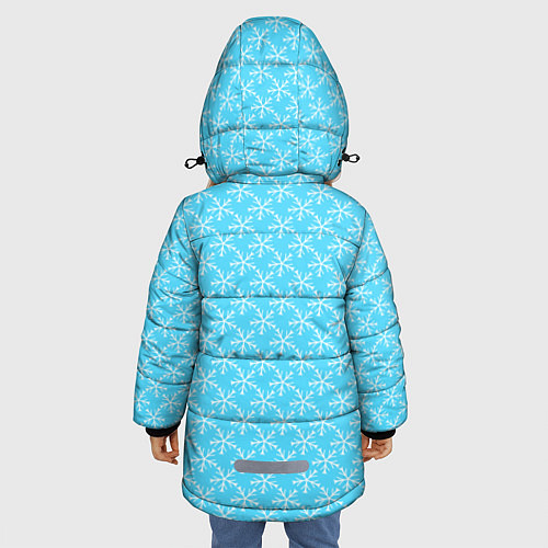 Зимняя куртка для девочки Паттерн снежинки голубой / 3D-Светло-серый – фото 4