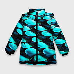 Куртка зимняя для девочки Голубые чешуйки, цвет: 3D-черный