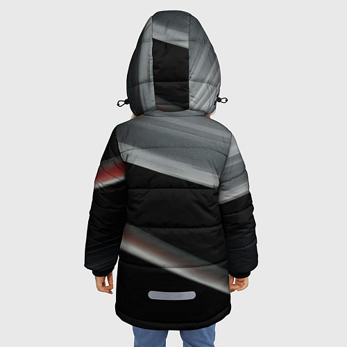 Зимняя куртка для девочки Black grey abstract / 3D-Светло-серый – фото 4