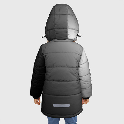 Зимняя куртка для девочки Черно-белый диагональный градиент / 3D-Черный – фото 4