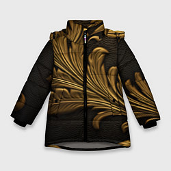 Зимняя куртка для девочки Золотые узоры листья объемные