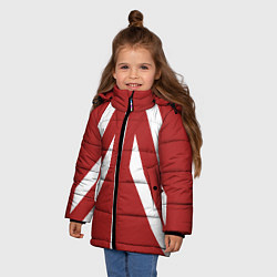 Куртка зимняя для девочки Дизайн с полосами шестидесятых, цвет: 3D-красный — фото 2