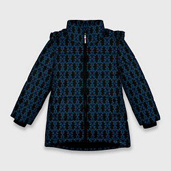 Зимняя куртка для девочки Узоры чёрно-синий паттерн