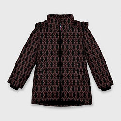 Куртка зимняя для девочки Узоры бордо паттерн, цвет: 3D-черный