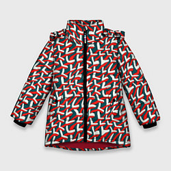 Куртка зимняя для девочки Цветное переплетение, цвет: 3D-красный