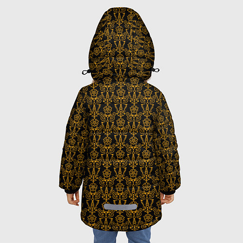 Зимняя куртка для девочки Чёрно-золотой узоры / 3D-Черный – фото 4
