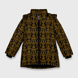 Зимняя куртка для девочки Чёрно-золотой узоры