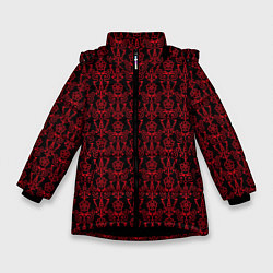Куртка зимняя для девочки Чёрно-красный узоры, цвет: 3D-черный
