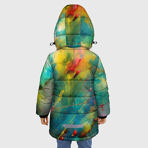 Зимняя куртка для девочки Абстрактные мазки краски / 3D-Светло-серый – фото 4