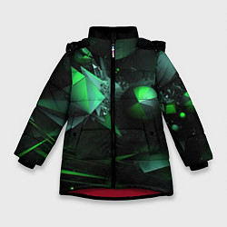 Зимняя куртка для девочки Геометрическая текстурная зеленая абстракция
