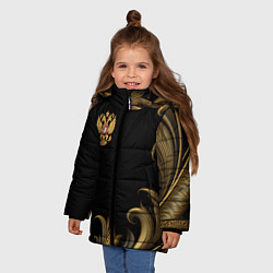 Куртка зимняя для девочки Герб России и золотистый узор, цвет: 3D-светло-серый — фото 2
