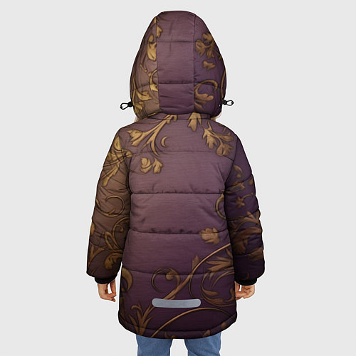 Зимняя куртка для девочки Герб России золотой на фиолетовом фоне / 3D-Красный – фото 4