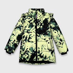 Зимняя куртка для девочки Абстракция чёрный и бледно-зелёный