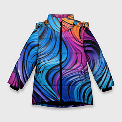 Зимняя куртка для девочки Абстрактные неоновые линии