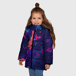 Куртка зимняя для девочки Яркая абстракция в стиле камуфляжа, цвет: 3D-черный — фото 2