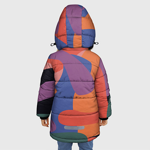 Зимняя куртка для девочки Цветные кляксы / 3D-Светло-серый – фото 4