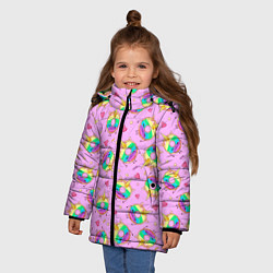 Куртка зимняя для девочки Пончики единороги, цвет: 3D-светло-серый — фото 2