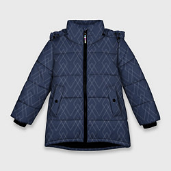 Зимняя куртка для девочки Серо-синий геометричные линии