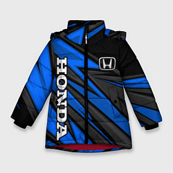 Зимняя куртка для девочки Honda motors - синяя спортивная абстракция