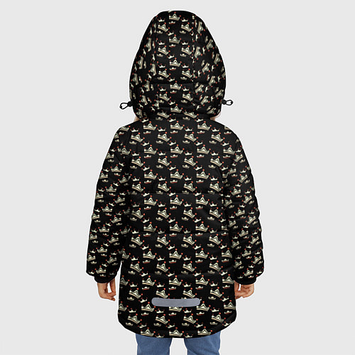 Зимняя куртка для девочки Паттерн короны / 3D-Черный – фото 4