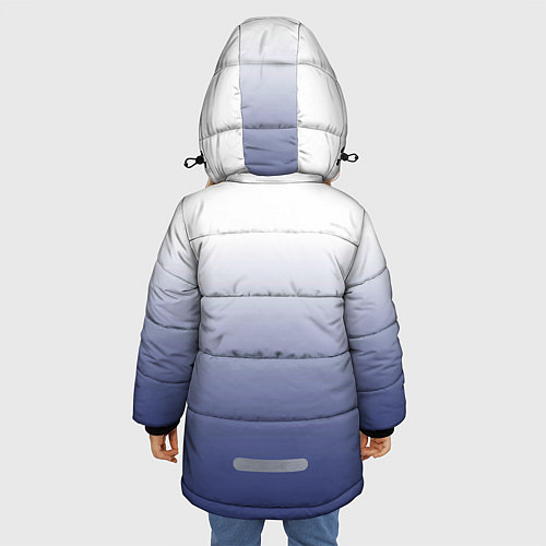 Зимняя куртка для девочки Туманный градиент бело-синий / 3D-Черный – фото 4