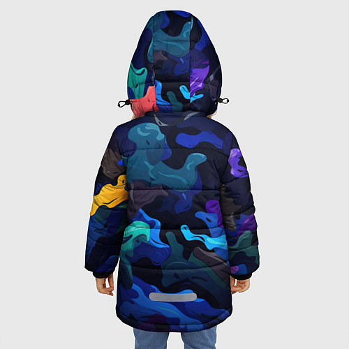Зимняя куртка для девочки Камуфляж из разноцветных красок / 3D-Черный – фото 4