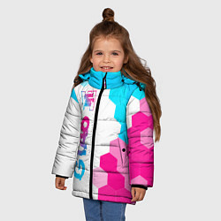 Куртка зимняя для девочки GTA6 neon gradient style по-вертикали, цвет: 3D-черный — фото 2