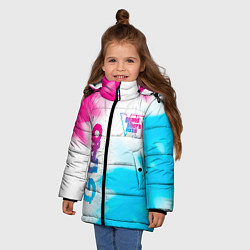 Куртка зимняя для девочки GTA6 neon gradient style вертикально, цвет: 3D-черный — фото 2