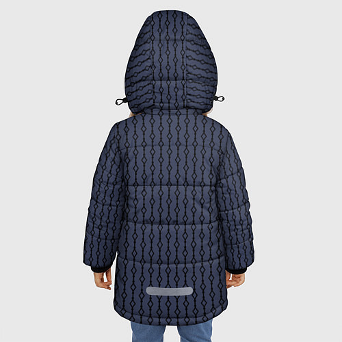 Зимняя куртка для девочки Чёрный узор на серо-синем / 3D-Черный – фото 4