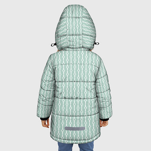 Зимняя куртка для девочки Белый узор на бледно-зелёном / 3D-Светло-серый – фото 4