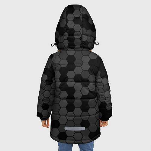 Зимняя куртка для девочки Камуфляж гексагон черный / 3D-Черный – фото 4