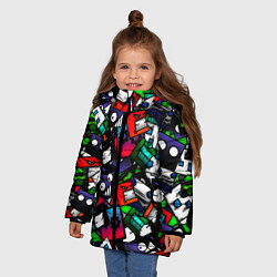 Куртка зимняя для девочки Geometry dash alllogo, цвет: 3D-красный — фото 2